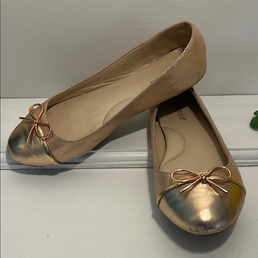 BAMBOO Gold Metallic Flats Classic Slip-On